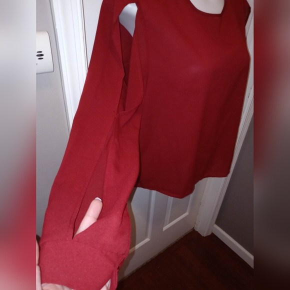 Sheer Red Blouse with Peekaboo Sleeves Sz 2X NWOT - Picture 7 of 7